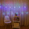 Строки 8 режимов 3M 6m RGB светодиодные пентаграмма Star String Lights 110V 220V ShopWindow Свадебная вечеринка День святого Валентина в помещении