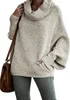 Women's T-Shirt Women's Sweater V Neck Zipper Long Sleeve Pullovers Fuzzy Fleece Jumper Top