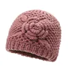 Chapéus Beanie / Skull Caps Beanieskull Mulheres Quentes Flor Beanie Cap Chapéu Senhora Outono Inverno Grosso Malha Mãe Avó para 220927