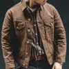 Men's Jackets Maden Retro Khaki Jacket Male Size M To 3XL Waxed Canvas Cotton Military Uniform Light Casual Work Coats Man Clothing 220927
