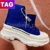 Piso botas lisadas de sapatos femininos designer meia plataforma de bota de bota lona cena sneakers sneakers moda de coestro branco magnolia magnolia royal azul vermelho treinadores