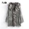 Women's Fur Faux CT903 Pudi Autumn Women Genuine Rabbit Coat With Real Collar Lady Casual Winter Jacket Trench 220923