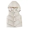 チョッキ2-12歳の子供用の冬のノースリーブジャケットの厚いボーイズの女の子のための綿ベストのフード付き綿ベスト220927