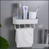 Bathroom Storage Organization 4 Color Seamless Stick On Drain Shelf Soap Detachable Rack With Hooks Organizer Wall Mounted For Drop Dhsjw