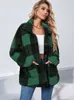 Womens Fur Faux Fur Outono Inverno Xadrez Faux Fur Casaco Mulheres Xadrez Grosso Jaqueta Quente Mulheres Peludo Fofo Teddy Jaqueta Casaco De Pelúcia Senhoras 220926