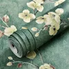 Papéis de parede resistentes a bolas resistentes a parede 3D Documentos de casa Decoração de casa Solid Cor Green Wallpaper Roll para sala de estar Decoração do quarto 220927