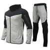 New Men Sets Casual Sets Runging Tracksuth Patchwork Jaqueta calça Duas peças