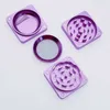 Purple Matte Sharp Stone Tobacco Grinders smoking accessories 60mm 4 parts herb Square grinder cnc teeth filter net dry herb colors