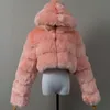 Pelliccia sintetica da donna di alta qualità Cappotti e giacche corte da donna Cappotto soffice da donna con giacca invernale con cappuccio Manteau Femme 220927