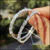 Hoop Huggie Big Crystal Hook Earrings Metal Circle Dazzling Bar Wedding Party Jewelry Seting Pave Zircon for Women Drop Delivery 202 DHDWP