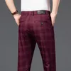 Erkekler Pantolon Sonbahar Pantolon Moda İş Klasik Klasik Çizgi Ekose Siyah Düz Renk Pantolon Yüksek Kalite Resmi Takım Erkek 30-38 220924