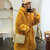 Womens Jackets Faux Fur Coat Women Loose Winter Coat Women Casual Hoodies Furry Thick Bat Sleeved Warm Long Faux Rabbit Fur Jacket 220926