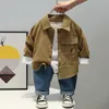 Boys Autumn Spring Clothing Sets New Long-Sleeved Shirt Handsome Suit Baby 2 Shirt Casual Two-Piece Children Clothes 1-4st 20220927 E3