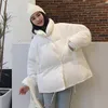 Delle donne Imbottiture Stile Coreano 2022 Giacca Invernale Parka Delle Donne Del Collare Del Basamento Solido Nero Bianco Cappotto Femminile Allentato di Grandi Dimensioni Delle Donne Breve parka