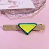 Triangle Badge Hair Clips Letter Print Barrettes Women Elastic Hairspins Fashion Designer Hoofdtooi zonder doos