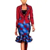 bintarealwax 여성 아프리카 두 조각 드레스 캐주얼 재킷 블라우스 무릎 길이 치마 여성 사업 공식 스커트 슈트 세트 WY7352