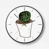 壁時計緑色のクリエイティブサボテットクォーツメタルクロックモダンファンタスティックアブストラクトアートスタイルのための幻想的な抽象アートスタイル