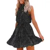 Casual Dresses Summer Dress Women Bohemian Ruffle Polka prickar Elegant damer fr￥n axel mode sexig semester