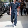남자 바지 남성 점프 슈트 단단한 옷깃 소매가 스트리트웨어 멀티 포켓 벨트를 가진 캐주얼 롬 퍼즈 2022 패션화물 바지 멘먼스