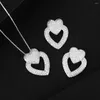 Halsband örhängen set Godki Heart Love 2st Earring Jewelry for Women Wedding Party Full Cubic Zircon Dubai Bridal 2022
