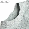 Abiti casual MoaaYina Abito da stilista Primavera Abito da donna Manica lunga Patchwork Paillettes a rete Ruffle a cascata Asimmetrico 220923