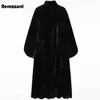 Женское меховое пальто из искусственного меха нерадзурри, зимнее длинное синее теплое, толстое, пушистое, из искусственного меха, женское пальто с гребешком по краю, черная корейская модная верхняя одежда 5xl 6xl 7xl 220927