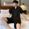 Men's Sleepwear Pajama Man Summer Vneck Shortsleeved Pijama Simple Casual Home Wear Large Size Sleepwear Twopiece Ice Silk Pajamas for Men 220924