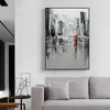 City Building Landscape Oi Painting 100% Hand-painted Black White Grey Canvas Art Modern Home Wall Decor Pictures for Living Room A 681