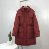 Women's Down Parkas Winter Hoodie f￶rtjockad L￶st midja Down Jacket Kvinnornas medium och l￥nga moden￤t med stor ficka