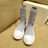 New women's long boots luxury designer socks boots fashion high heels platform shoes knitted alphabet flat jelly non-slip round toe rubber leather 35-41
