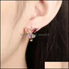 Clip On Screw Back Factory Price Wholesale Back 18K Rose Gold Plated Charm Butterfly Clip Earrings With Zircon Fashion Party Gift Je Dhrwl