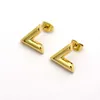 Top Quality Luxury Brand Women Designer Studs Hollow Letter Titanium Steel Fashion Couple Earrings