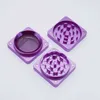 Purple Matte Sharp Stone Tobacco Kvarare Röker Tillbehör 60mm 4 delar Herb Square Grinder CNC Tänder Filter Nettor Torra örtfärger