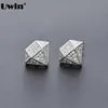 Silver Plated Cubic Zircon Triangle Shape Stud Earrings Design For Women Elegant CZ Small Iced Out Stud Earring Party Gift231t