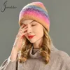 BeanieSkull Caps Wide Brim Hats Bucket Winter Multicolor Wool Knitted Beanies Tie Dye Matched Warm Soft Bonnet Skullies 220927