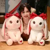 Poupées en peluche Mignon Red Bow Bunny Plushie Peluche Animaux de dessin animé Faux Collier de perles Dressing Lapins Jouet Bébé Apaiser Poupée pour fille anniversaire 220927