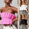 Bustiers korsetten massieve kleur ruche strapless buis top vrouwen casual off schoudervest meisje ruches bandeau wrap zomer streetwear strand