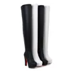 Boots Fashion Женщины на колене зима высокая женская платформа растягиваемой Slim Sexy Ladies Plus Size 43