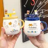 マグカップセラミックベアカップとふたスプーンかわいい大容量コーヒーマグパーソナリティクリエイティブ男性と女子学生ギフトカップ