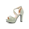 Dress Shoes 2023 Ladies Colorful Laser Fabric Sandals Fashion Peep Toe Party Summer Gladiator Women Pumps