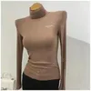 가을 패션 여성 T 셔츠 긴 슬리브베이스 흑백 색상 디자이너 고급 면화 탄성 소프트 콤포 이우 품질