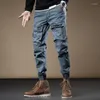 Men's Pants 2022 Spring Autumn Men Tactical Multiple Pocket Elasticity Military Korea Style Trousers Male Slim Fit Cargo Pant W185