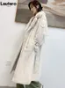 Damenjacken Lautaro Winter Lang Weiß Dick Warm Weich Flauschig Faux Nerz Pelz Trenchcoat für Frauen Zweireihig Britischer Stil Mode 220926