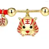 Braccialetti con ciondoli Stile cinese Simpatico cartone animato Zodiaco Tigre Bracciale Anno Fortunato Corda rossa Regalo artigianale fatto a mano