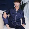 Мужская одежда для сна Caiyier Spring Summer Silk Men Pajama Set Solut Color с длинным рукавом современный стиль мягкие мужчины ночная одежда Homewea L3XL 220924