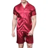 Mäns sömnkläder Tony Candice Satin Silk Pyjamas Shorts For Men Rayon Silk Sleepwear Summer Male Pyjama Set Soft Nightgown For Men Pyjamas 220924