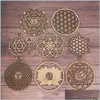 Mats Pads Flower Of Life Shape Wooden Wall Sign Laser Cut Wood Art Diy Craft Making Slice Base Geometry Ornament Home Decor Drop Del Dhoy4