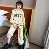 Clothing Sets Korean children's clothes 2022 autumn boys and girls hooded sweater set children's ES1977 loose sports two-piece set