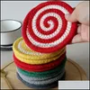 Mats Pads Soft Daily Round Cotton Woven Coasters Tovagliette protettive Calore Insation Per Kitchen Drop Delivery 2021 Home Garden Kitch Dh0Rh