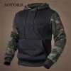 Men's Hoodies Sweatshirts Fleece Autumn Winter Casual Men Outwear Camouflage Pullover Male Hooded Collar Loose 4XL 220924